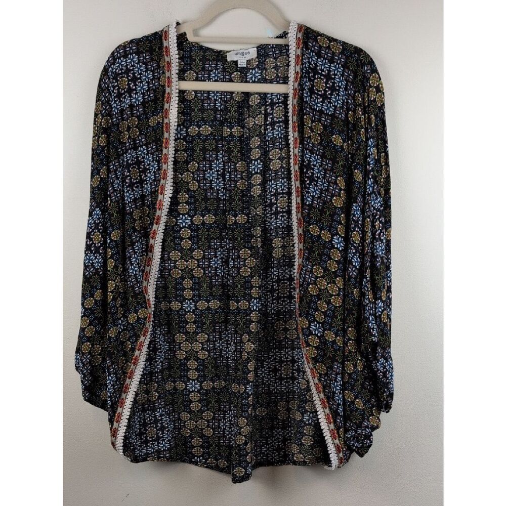 Umgee Floral Boho Printed Cocoon Style  Open Front Cardigan Size S/M Cover-up